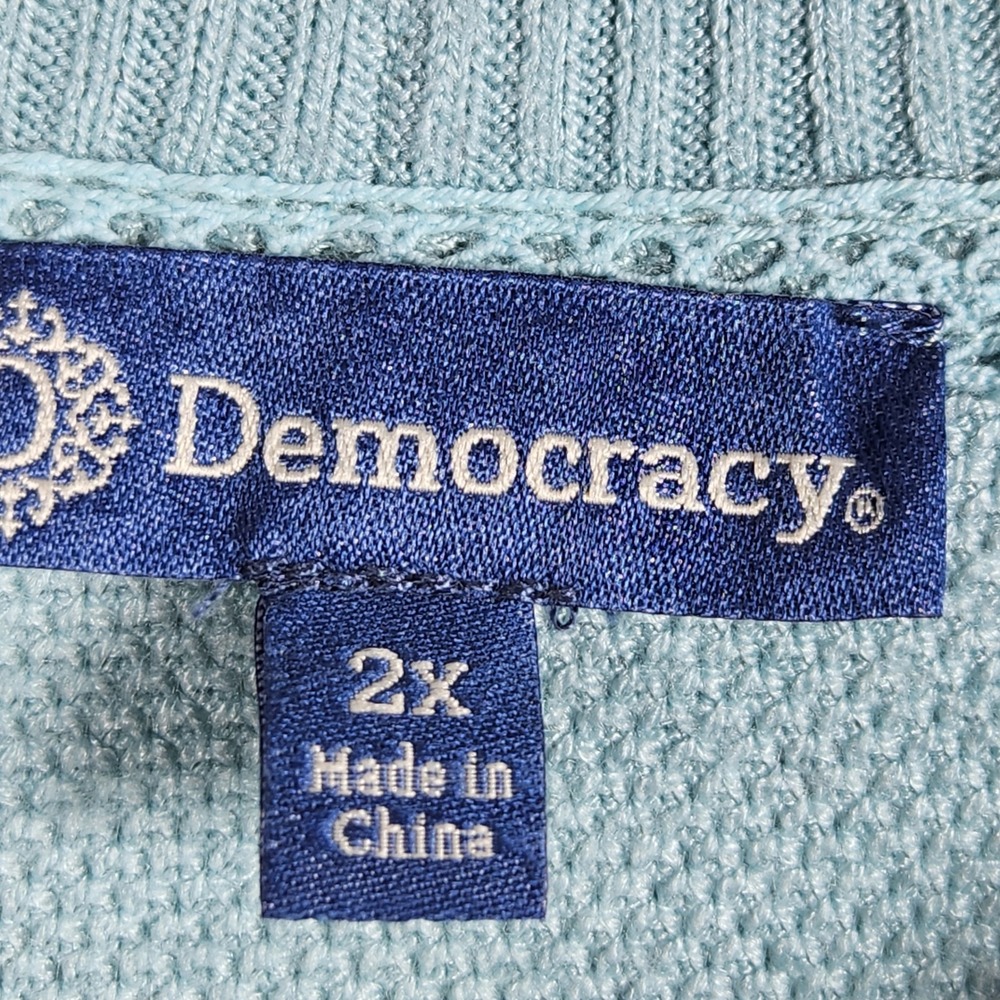 Democracy Sweater Womens Plus 2X Blue Bandana Paisley Ombre Boho Classic NEW - Picture 3 of 9
